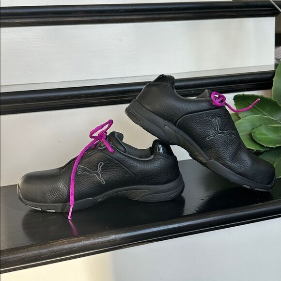 Puma Women’s Steel Toe Work Shoes, Black Leather, Like New, Safety Toe - Picture 6 of 11